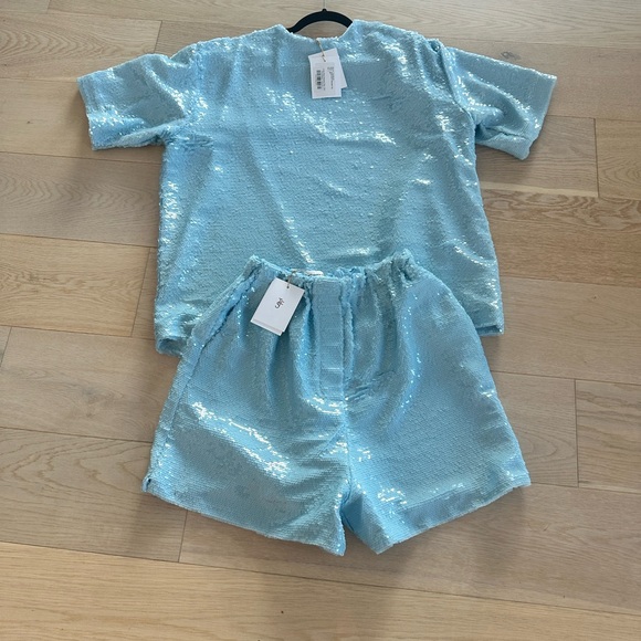 The Frankie Shop Jazz Sequins Boxer Short in Sky Blue - Size Medium - Picture 5 of 5